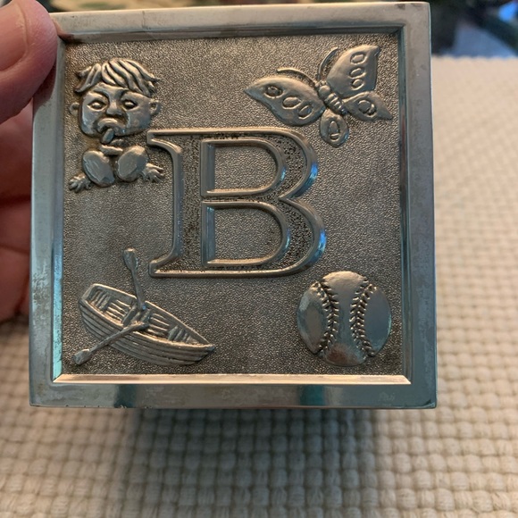 Vintage Leonard silver plated baby blocks coin bank - Picture 4 of 9